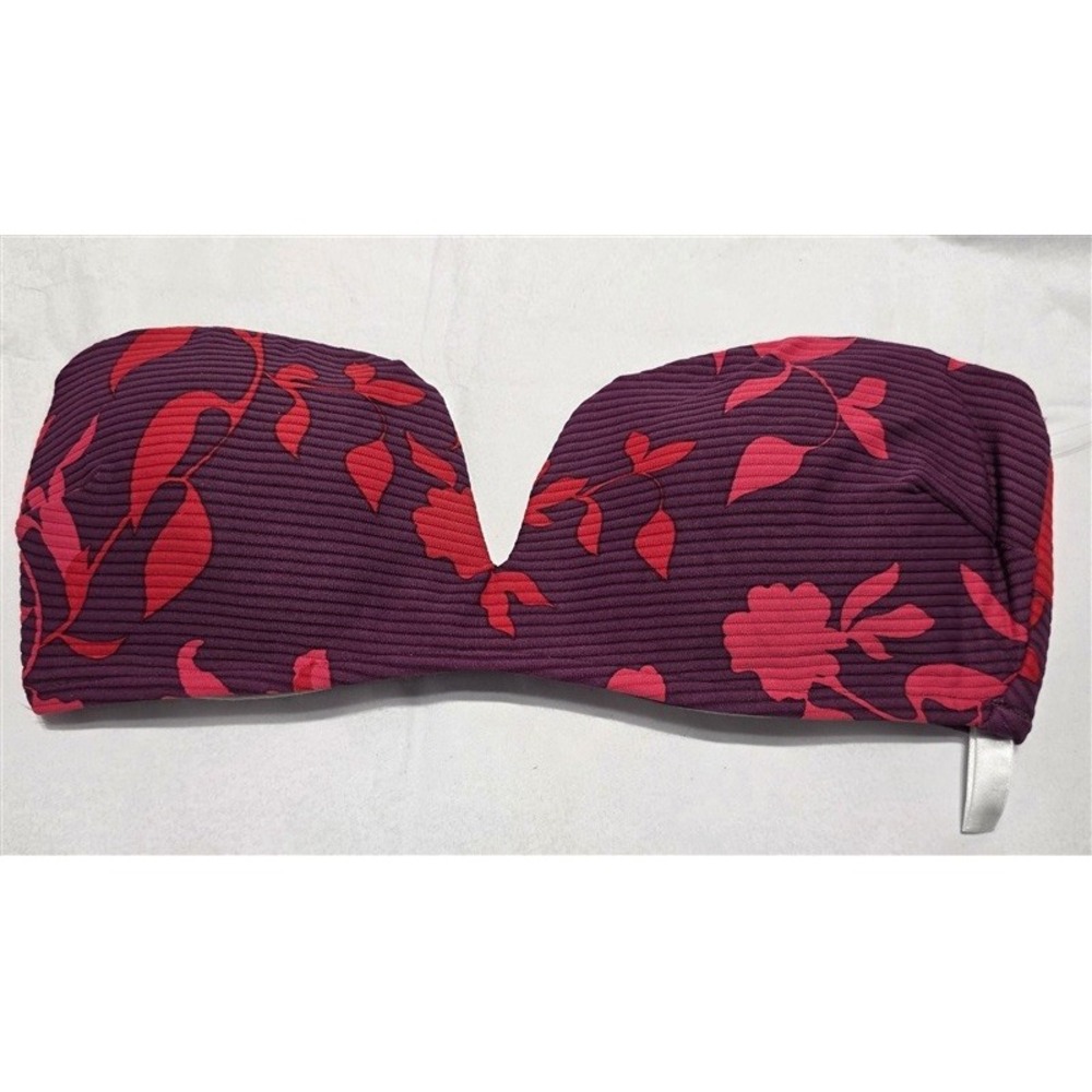 NWOT Seafolly 4 US Florence Bosenberry Bandeau Bikini Swimsuit Top Red 132239